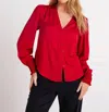 Bella Dahl Shirred Button Up Top In Sweet Sangria In Red