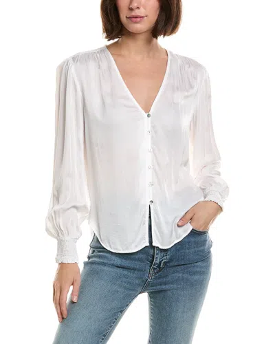 Bella Dahl Smocked Cuff Button Down Shirt In White