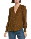 Bella Dahl Smocked Cuff Shirt In Brown