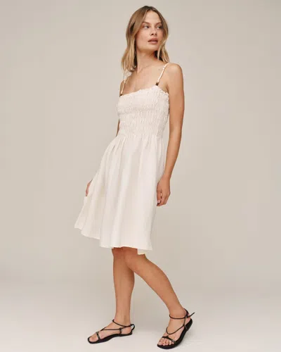Bella Dahl Smocked Dress With Beaded Straps In White