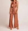 Bella Dahl Smocked Halter Neck Jumpsuit In Curacao Coconut In Multi