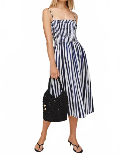 Bella Dahl Smocked Midi Dress In Painted Tides Stripe In Black