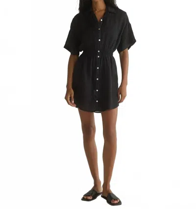 Bella Dahl Smocked Short Sleeve Dress In Black