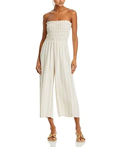 Bella Dahl Smocked Strapless Jumpsuit In Playa Sand Stripe