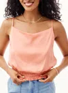 BELLA DAHL SMOCKED WAIST CAMI TOP IN SUNLIT CORAL