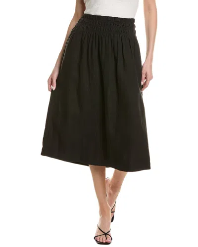 Bella Dahl Smocked Waist Gathered Linen Skirt In Black