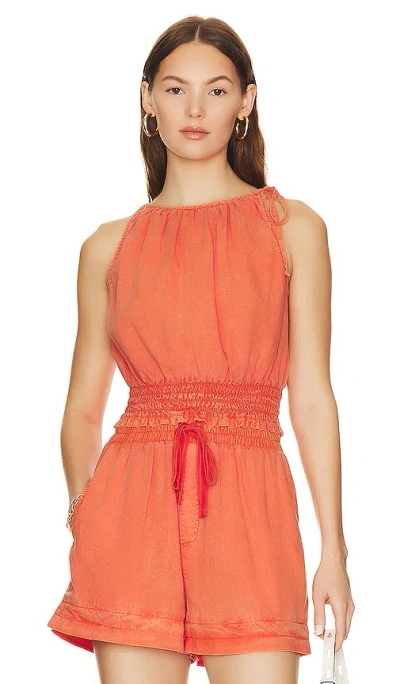 Bella Dahl Smocked Waist Top In Orange