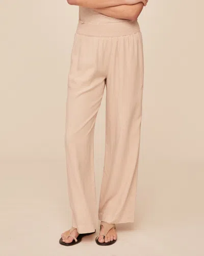 Bella Dahl Smocked Waist Wide Leg Pant In Pink