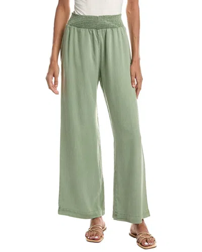 Bella Dahl Smocked Waist Wide Leg Relaxed Fit Pant In Green