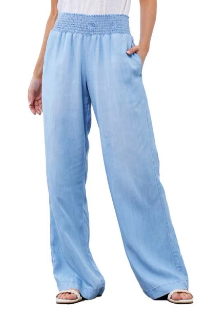 Bella Dahl Smocked Wide Leg Pants In Salt Spray Wash