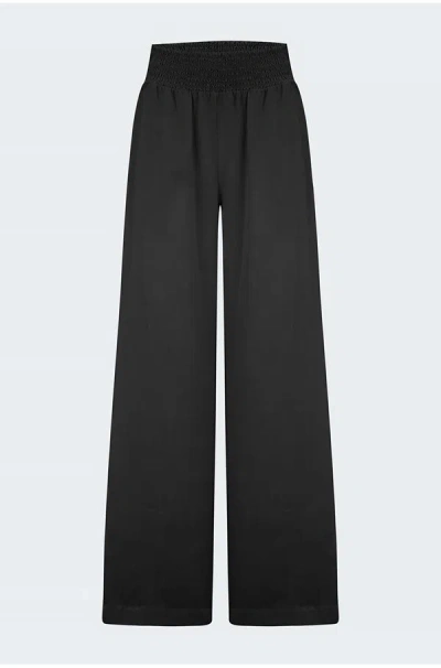 Bella Dahl Smocked Waist Wide Trouser In Vintage Black