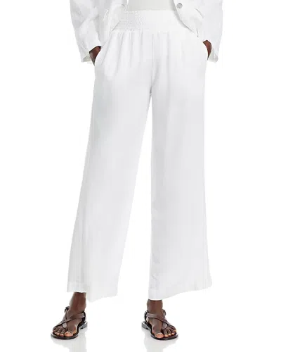 Bella Dahl Smocked Wide Leg Pants In White