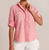 Bella Dahl Split Back Button Down Shirt In Blossom Pink
