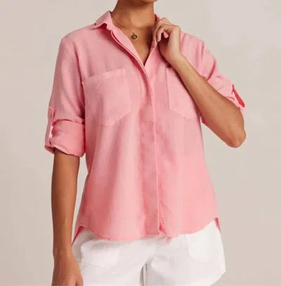 Bella Dahl Split Back Button Down Shirt In Blossom Pink