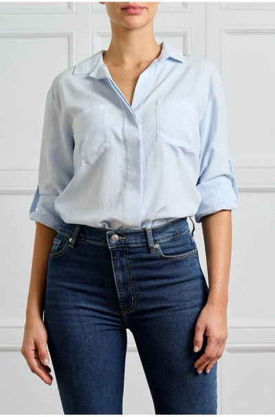 Bella Dahl Split Back Button Down Shirt In Clearwater In Blue