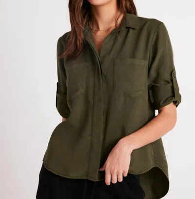 Bella Dahl Split Back Button Down Shirt In Italian Herb In Green