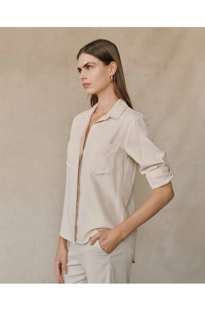 Bella Dahl Split Back Button Down Shirt In Moon Stone In Neutral