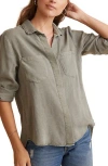 Bella Dahl Split Back Button Down Shirt In Soft Army