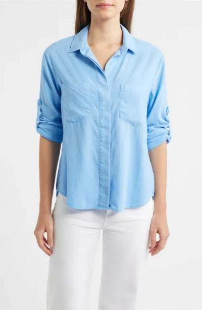 Bella Dahl Split Back Button-up Shirt In Blue