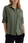 Bella Dahl Split Back Button-up Shirt In Green