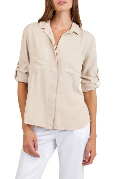 Bella Dahl Split Back Button-up Shirt In Neutral