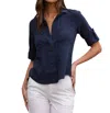 Bella Dahl Split Back Buttondown Shirt In Vintage Black In Multi