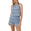 Bella Dahl Split Back Tank In Floral Gingham In Blue