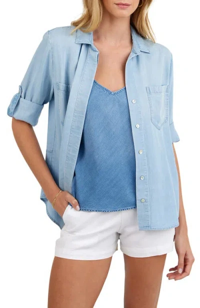 Bella Dahl Split Back Denim Shirt In Blue