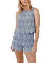 Bella Dahl Split Back Tank In Floral Gingham In Gray
