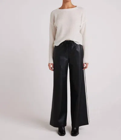 Bella Dahl Sport Stripe Wide Leg Pant In Black