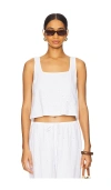 Bella Dahl Womens Linen Square Neck Tank Top In White