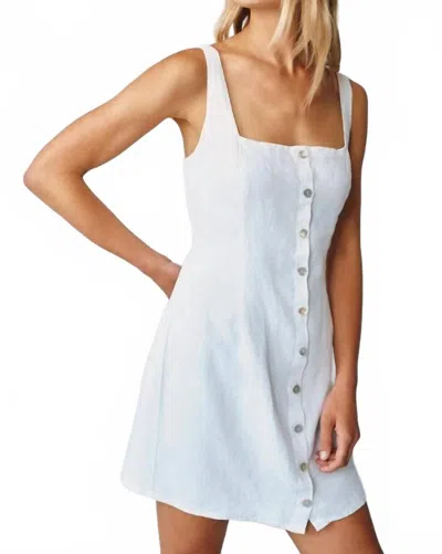 Bella Dahl Square Neck Button Front Mini Dress In White
