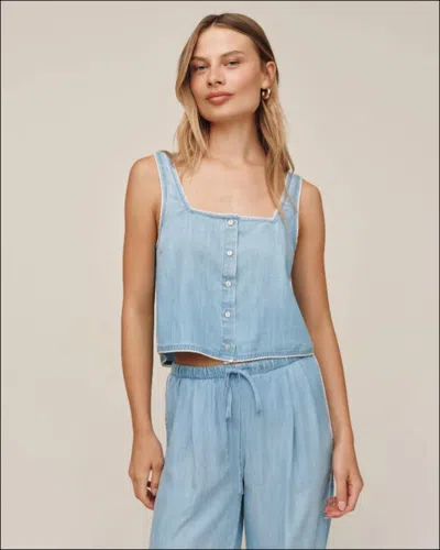 Bella Dahl Square Neck Button Front Tank In Ombre Mist Wash In Purple