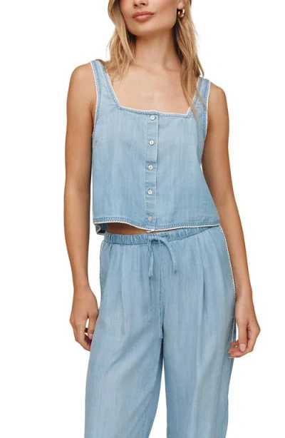Bella Dahl Square Neck Button-up Tank In Blue
