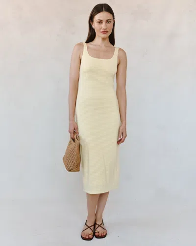 Bella Dahl Square Neck Fitted Midi Dress In Nude