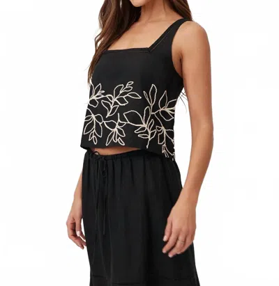 Bella Dahl Square Neck Ladder Trim Top In Black