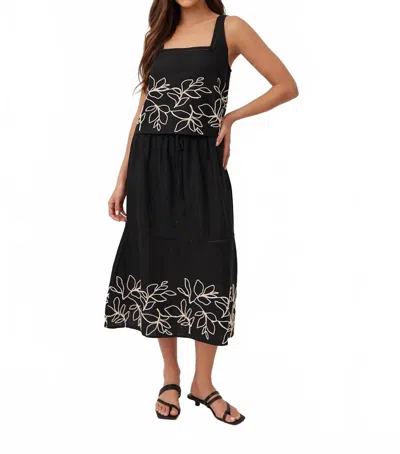 Bella Dahl Square Neck Ladder Trim Top In Black