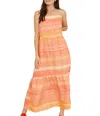 Bella Dahl Square Neck Stripe Linen Maxi Dress In Sarape Stripe Print In Multi
