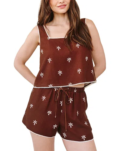 Bella Dahl Square Neck Trimmed Tank In Brown