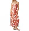 Bella Dahl Strapless Abstract Midi Dress In Abstract Art In Brown