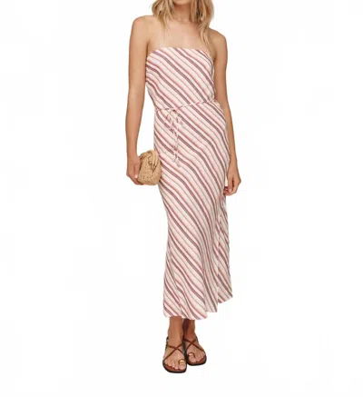 Bella Dahl Strapless Bias Maxi Dress In Sunset Stripe In Pink
