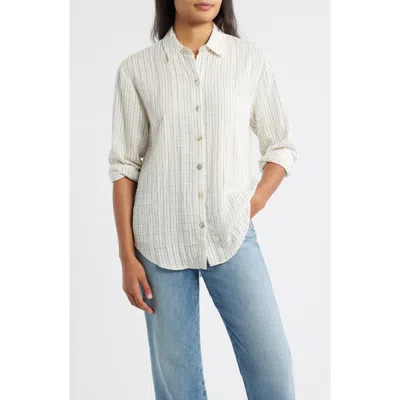 Bella Dahl Stripe Boyfriend Shirt In White