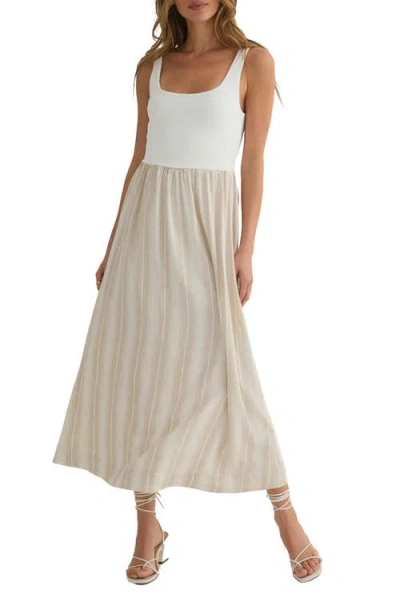 Bella Dahl Stripe Mixed Media Tank Dress In Positano Sand Stripe