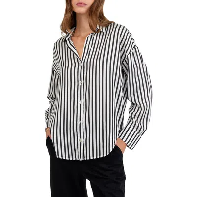 Bella Dahl Stripe Oversize Button-up Shirt In Black
