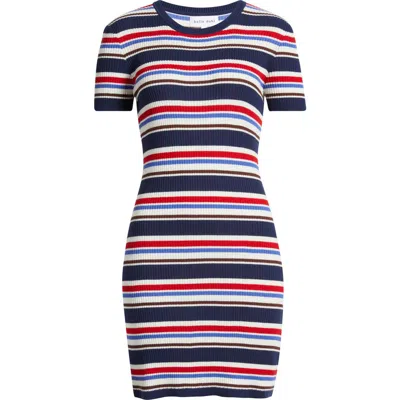 Bella Dahl Stripe Rib Minidress In Blue