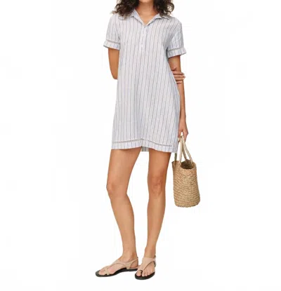Bella Dahl Stripe Short Sleeve Pullover Shirt Dress In Ocean Blue In Gray