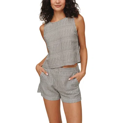 Bella Dahl Stripe Sleeveless Crop Tank In Black