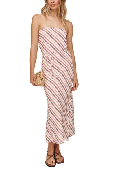 Bella Dahl Stripe Strapless Linen Blend Maxi Dress In Multi