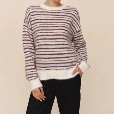 Bella Dahl Striped Crew Neck Sweater In Frosty Stripe In Multi
