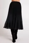 Bella Dahl Sunburst Pleat Chiffon Midi Skirt In Black In Black